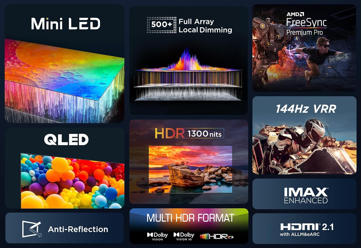 TCL 50QM8B 50-inch QLED Mini LED Smart TV, 4K HDR Premium 1300nits, Powered by Google TV (Dolby Vision & Atmos, Onkyo 2.0 sound system, 144Hz Motion Clarity Pro, Hands-Free Voice Control) image 3 TCL 50QM8B 50-inch QLED Mini LED Smart TV, 4K HDR Premium 1300nits, Powered by Google TV (Dolby Vision & Atmos, Onkyo 2.0 sound system, 144Hz Motion Clarity Pro, Hands-Free Voice Control) image 3